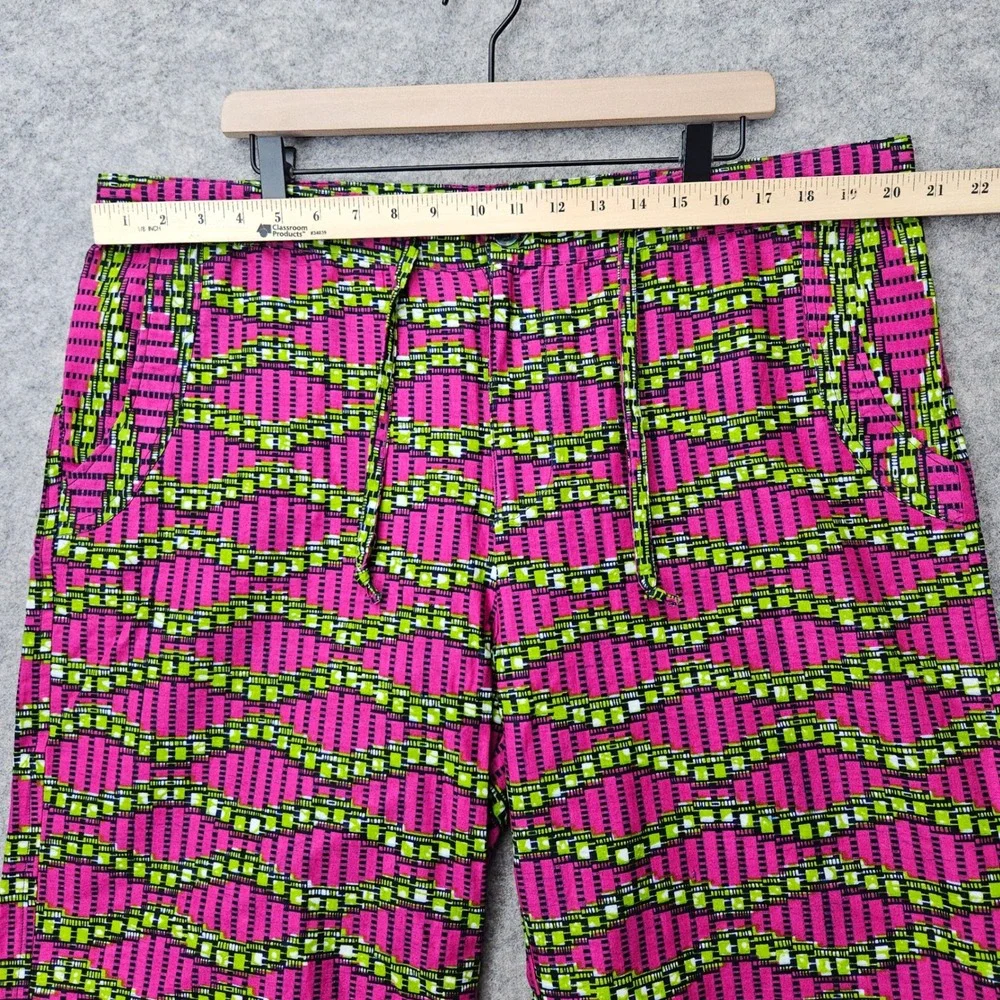 NEW Nallem Shorts Men's XL Pink Green Geometric Ankara Print African Fashion NWT